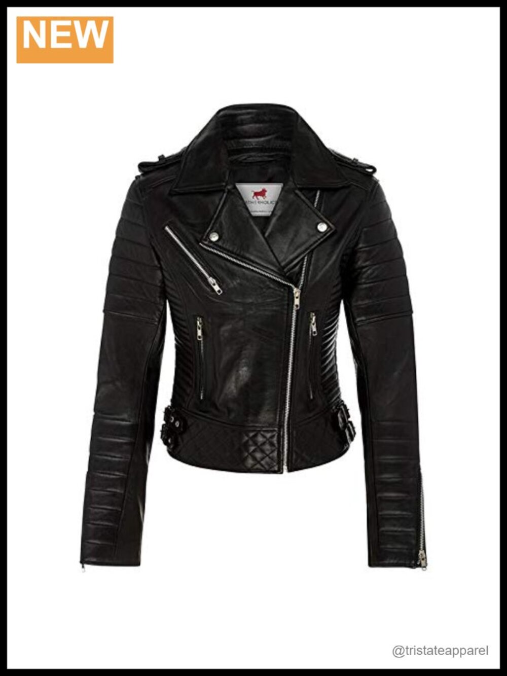 Genuine Leather Quilted Moto Jacket with YKK Zippers